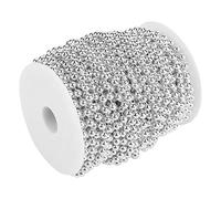 Fabater 6mm Silver Gold Electroplated Pearl Wire Beads Garland String 25m/Roll for DIY Wedding Christmas Decoration, ABS Imitation Pearls Shiny Bead Roll (Silver)