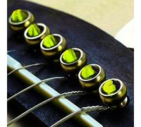 Fabater 6Pcs Brass Guitar Bridge Pins with Crystal Glass Dot Decor, Sky Blue Acoustic Guitar Accessories for Enhanced Tone Stability (Green)