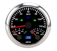 Fabater 85 Mm 3-in-1-GPS-Achometer Knife with Voltmeter Fuel Level Knife, Suitable for All Vehicles and Boats (Black Dial Silver Bezel CX8307)