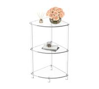 Fabater Acrylic 3 Tier Small Corner Table, Clear Acrylic Side Table for Bedroom Bathroom Living Room, 11.8 x 11.8 x 25.6 inches, Transparent