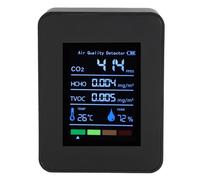 Fabater Air Quality Monitor, 5 in 1 Multifunction Portable CO2 Detector, Indoor Air Quality Tester with Digital Display for Various Indoor Places Like Home Office School Car Hotel Travel (Black)
