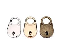 Fabater Antique Padlock Set 3Pcs with Skeleton Key, Mini Bear Shape Metal Lock for Notebook Diary Box, Silver Gold Bronze Tiny Padlocks for Jewelry Chest, Collectible Lock Key, 21mm