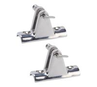 Fabater Bimini Top Hinges, Resistant 316 Stainless Steel Boat Deck Hinges, Marine with Lock Pin for Yacht Pontoon RV Curved Base Stability