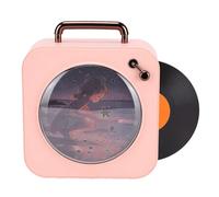 Fabater Bluetooth Speaker, Retro Vintage Design with RGB Lights and Auto Rotating Record, Portable Bluetooth Speaker, Wireless with 5.3, Stereo Sound, 5-Hour Playtime, (Roseate)