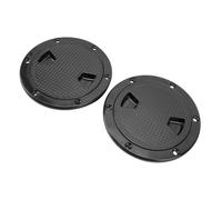 Fabater Boat, 2PCS Deck Plates for Boats, Non Slip Round Shape Inspection Deck Plate with Detachable Cover for Kayak RV Marine Boat Yacht Outdoor Installations (Black)