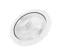 Fabater Boat Deck Access Transparent Cover, White Round ABS Plate | Marine Deck Access Lid with Clear View, for RV Yacht Engine Storage, Easy Open 90 Degree