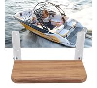 Fabater Boat Fold-Up Footrest, Teak Footrest for Boat Helm, Wall Mounted Foldable RV Step Board, Aluminum Alloy Bracket Foot Rest for Boat Yacht RV Home, Space Saving, 12L X 6W