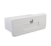Fabater Boat Storage Box with Concealed Push Button Lock, Rain Proof Sealing Yacht Dock Box, Multifunctional Cup Holder Design for Marine Use, Quick Toolless Installation, Marine Grade (White)