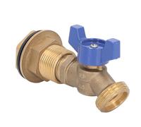 Fabater Brass Ball Valve Quarter Turn Water Tank Spigot Rain Drum Valve with Bulkhead Fitting 1/2in Female 3/4in Male Thread, Solid Brass Resistant Heavy Duty for Garden Hose