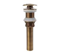 Fabater Brass Pop Up Sink Drain with Vintage Plant Pattern, European Retro Vessel Drain Stopper for Bathroom Basin, Quick Drainage Sink Parts with Pop Up Function (Brass 2)