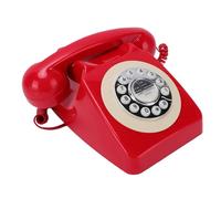 Fabater Classic Antique Landline Phone Retro Design with Push Button Dial for Gifts or Home Decor Durable ABS 1 Unit (Red)