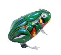 Fabater Clockwork Frog Toy, Tinplate, Wind Up Jumping, Retro Green | Winding Bouncing Frog, Movable Eyes, Compact Size, Tinplate Construction, Nostalgic Collectible for Kids Adults Party Favors
