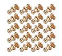 Fabater Copper Rivet Screw Set, 20 Pcs, 7x5mm, Round Head Stud (Monk Head | Gold Silver Bronze Gun Color Nail Rivets, for PU Leather Denim Bracelet Bag Clothes Shoes Belt, Punk Western Fashion