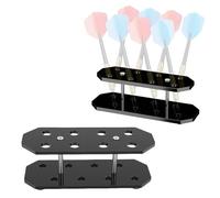 Fabater Dart Stander, Acrylic Dart Holder Stand for Desk or Shelf, Holds 8 Fully Assembled Steel or Soft Tip Darts, Compact Tabletop Display Rack with Accessories Storage (Black)