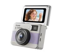 Fabater Digital Camera, 4K 68MP Mini Keychain Camera, Small Cam Video Recorder with 1.47 Inch HD Flip Screen, CMOS Stabilization and 14 Filters for Travel Vlog Night Shots Selfie (Purple)