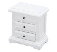 Fabater Dollhouse Bedside Table Made of Birch Wood in 1:12 scale. Realistic Miniature 3 Drawer Bedside Table for Dollhouse Decoration and Storytelling (White)