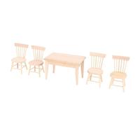 Fabater Dollhouse Exquisite Miniature Wooden Dining Table and Chairs Set for Enhancing Play Scenarios, Safe and Robust Oak Furniture for Children, Ideal for Dollhouse Mini Food Play Scenes and