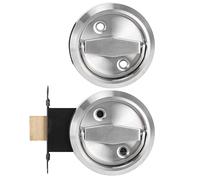 Fabater Double Sided Lock, Durable Round Door Lock Made of 304 Stainless Steel for Bathroom, Suitable for All Types of Wooden Doors/Silver (with) (Silver (with Lock))