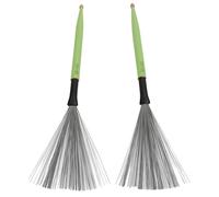 Fabater Drum Brush, Dual Headed Dual Purpose Maple Wood Handle Drum Wire Brush, Jazz with Rubber and Steel Wire Heads for Band and Percussion Practice (Green)