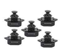 Fabater Elegant Cupboard Door Knob Latch Lock Zinc Alloy Cabinet Push Button for RV, Motorhome, 5 Pack (Black)