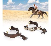 Fabater Equestrian Horse Spurs with Hand Sculpture Cowboy Boot Spurs Low Carbon Steel Silver Decoration for Entertainment Horse Training Competition, 2 PCS