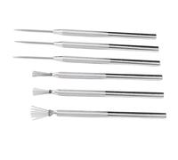 Fabater Ergonomic Handle -ton -Sculpted Tools Stainless Steel Pottery Texturing Modeling Set 3 Needles 3 Brushes for Craftsmen, Specialists, Ceramics