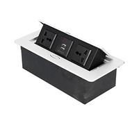 Fabater Floor Electrical Outlet, Damped Pop Up Socket with LED Indicator and 3 Hole USB Interface, Aluminum Alloy Panel Retardant PC Box, for Office Desk Home Countertop