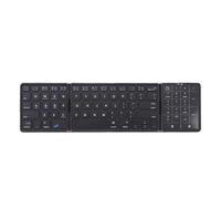 Fabater Foldable Bluetooth Keyboard with Touchpad, Portable Tri Folding Full Size Keys, Portable Wireless Keyboard Connect Up to 3 Devices for Android Wins IOS Tablet (Black)