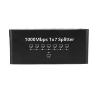 Fabater Gigabit Ethernet Splitter 1 in 7 Out Network Adapter High Speed for Small Business Aluminum Alloy 1 Unit