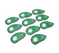 Fabater Golf Club Head Covers, 10 PCS Four Leaf Clover Pattern PU Golf Iron Covers Set, Head Protective Cover with Easy Installation for Most Clubs Including Irons 4 5 6 (Green)