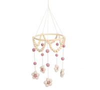 Fabater Handmade Baby Hanging Mobile for Crib - Safe Nursery Decoration with Daisy Pattern, Soft Felt & Wood Beads, Promotes Sleep for Newborn Infants, Gentle Motion Bed Bell Pendant (Pink)