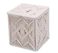 Fabater Handwoven Boho Tissue Cube Box, Practical Tissue Cover for Car or Wedding - Cotton Layer