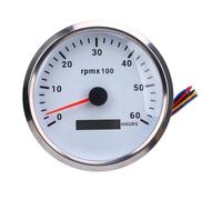 Fabater High Shelf Life 6000 Rpm Speed Meters with 7 Color Backlight - Suitable for Truck Boat Car Cars RV (White Dial Silver Bezel CXA008)