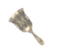 Fabater Hotel Service Zinc Alloy Handbell with Vintage Rose Pattern Loud Clear Ring Metal Hand Bell for Dinner Class Training Pet