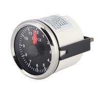 Fabater Hour Meter, 9 to 32V Wide Voltage and Vibration Resistant Dial Clock Meter, 52mm Clock Gauge with Red Backlight Anti Fog Glass for Car Boat Yacht RV Generator Sets (Black Dial Silver Cover)