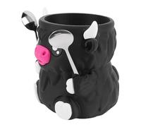 Fabater Ice Cream Pint Holder Cute Highland Cow Insulated Anti Slip Base for Ice Cream Lovers Food Safe Material (Black)