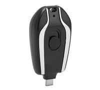 Fabater Keychain Portable Charger, 1500mAh, Fast Charging (Black) | Mini Emergency Power Bank, Plastic, Retractable Plug, LED Indicator, for Phones, Travel Commute