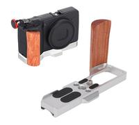 Fabater L Shape Handgrip, Wooden Camera Hand Grip Fit for Arca Plate, Aluminum L Bracket for Ricoh GR4 Camera, Anti Slip Pad, Compatible with Tripods and Stabilizers (Silver)