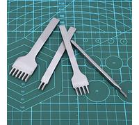 Fabater Leather Hole Punch Tool Set 4Pcs 3mm Spacing Stitching Punch, 1 2 4 6 Prong Leathercraft Tools for Leather Sewing, High Carbon Steel Rhombus Tooth Punching Tool