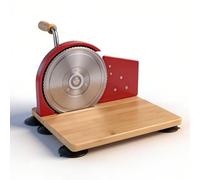 Fabater Manual Bread Cutter for Homemade Sourdough Bread, Hand Crank Slicing Tool with Adjustable Thickness, Precise Precision Grooming Tool for Even Slicing, Kitchen Gadgets 9.8x11.0x7.5in (Red)