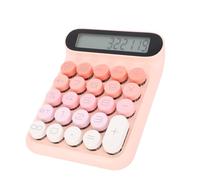 Fabater Mechanical Switch Calculator, 24 Keys LCD Display Desk Calculator with Automatic and Sleep Anti Slip Pads, Cute Calculators for Teachers Students Basic Office (Pink)