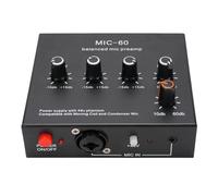 Fabater Microphone Preamp, 48V 60db Gain Mic Preamp, XLR 3.5mm 6.35mm Inputs Outputs Mic Gain Booster for Dynamic, Condenser, Ribbon Microphone, Audio Interface, Audio Mixer (With XLR Cable)