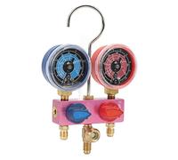 Fabater Mini Diagnostic Manifold Gauge G1/4 Metal Knob Air Conditioning Tool for R22 R32 R410A Refrigerant, Automotive HVAC Service Kit with Color-Coded Pressure Ends