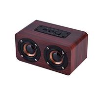 Fabater Mini Portable Wooden Bluetooth Speaker, Wireless Stereo Loudspeaker with 2 Horns, 1500mAh Battery 8Hrs Playtime, Dual Drivers 6W Bass, TF/AUX for Outdoor Camping Hiking - Red Wood (Mahogany
