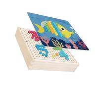 Fabater Mushrooms Wooden Board Game, Insert Puzzle Mushrooms Wooden Board Toy Cultivate Imagination Child Safe for Daily Life (Ocean)
