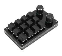 Fabater One Handed Macro Mechanical Keyboard, 12 Key Programmable Keypad with Knob, Multifunction DIY Mini Gaming Keypad, Portable Macro Pad for Office Music Media (All Black)