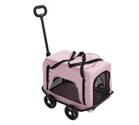 Fabater Pet Stroller with Telescopic Handle, Compact and Foldable, for Small Pets, Metal/Oxford Fabric/Black, 1 Pack (Pink)