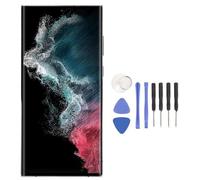 Fabater Phone Screen Replacement for S22 SM S908B EU, 6.8 Inch Dynamic AMOLED Display 3D Touch Digitizer Frame Full Assembly with Repair Tool, Fingerprint Sensor (Silver)