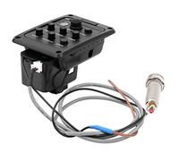 Fabater Pickup, 4 Band Equalizer Dual Mode Acoustic Guitar Pickup with Microphone Mixing, Piezoelectric Soundhole with Tuner Phase Control, for Performance Recording