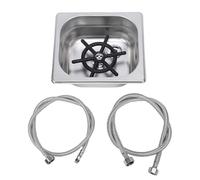 Fabater Pitcher Rinser, Automatic Stainless Steel Glass Cup Washer, Stainless Steel Bar Glass Rinser for Sink, Included Drain and Drip Tray for Home Kitchen Cafe, 6.9 X 6.4 X 4.7 in (Silver Handle)